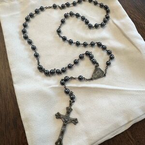 Italian Black Bead Rosary Jewelry Accessory